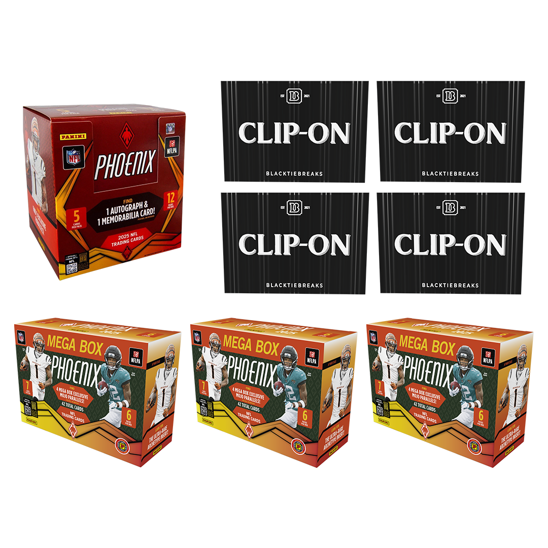 BREAK#520 WEDNESDAY  2025 Panini Phoenix Football Preferred Hobby + Panini Phoenix Football International Mega (x3) + BlackTie Football Clip-On (x4) Pick Your Team (CT) 03/25/26 04:30 PM EST or RIP ON FILL