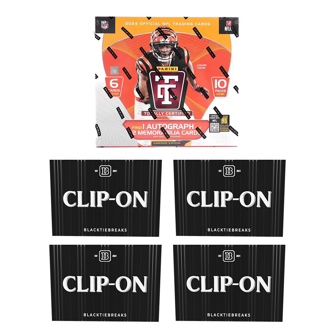 BREAK#799 FRIDAY 2024 Panini Totally Certified Football Hobby + BlackTie Football Clip-On (x4) Pick Your Team (SMLT) RIP ON FILL