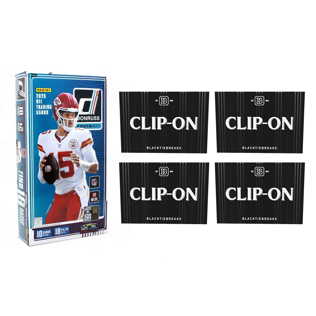 BREAK#723 WEDNESDAY 2025 Panini Donruss Football Hobby + BlackTie Football Clip-On (x4) Pick Your Team (BSLW) RIP ON FILL