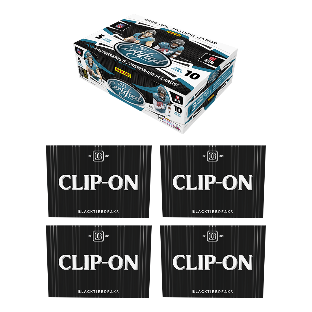 BREAK#082 WEDNESDAY 12/03/25 07:30 AM EST or RIP ON FILL 2025 Panini Certified Football Hobby + BlackTie Football Clip-On (x4) Pick Your Team (BS)