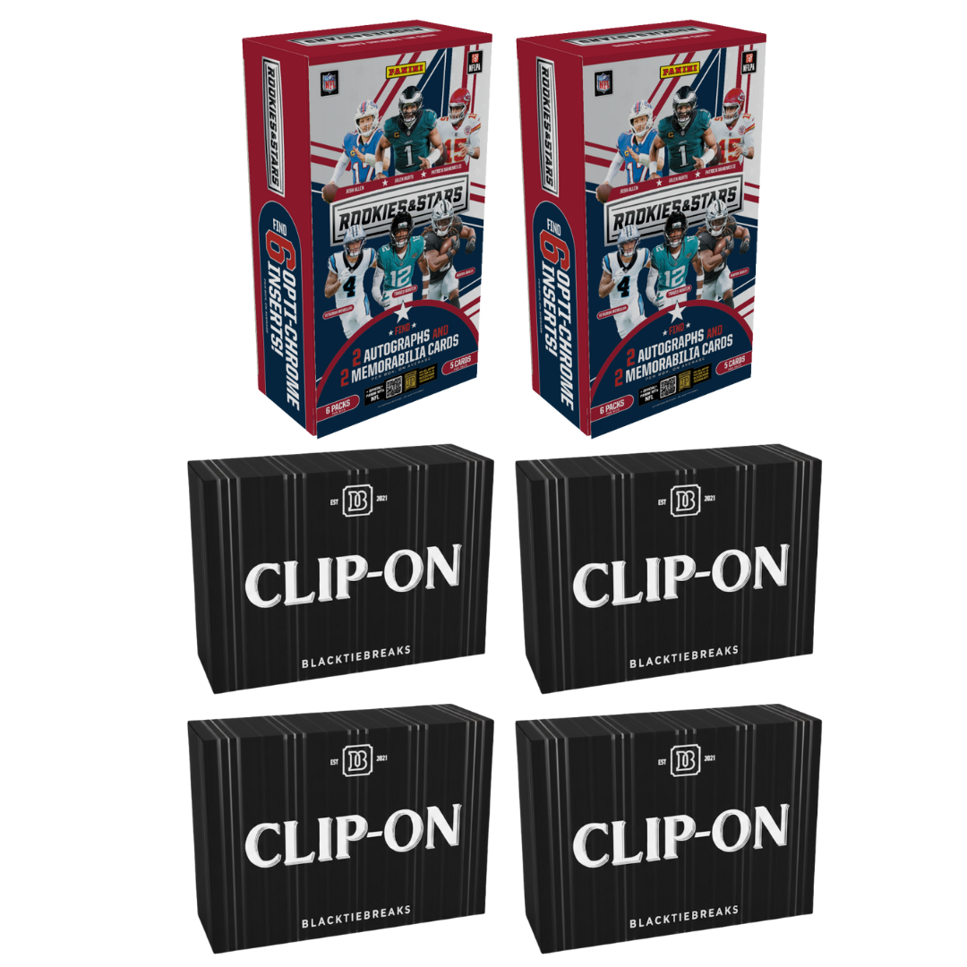 BREAK#108 THURSDAY 02/06/26 01:30 AM EST or RIP ON FILL 2025 Panini Rookies & Stars Football Hobby (x2) + BlackTie Football Clip-On (x4) Pick Your Team (SM)