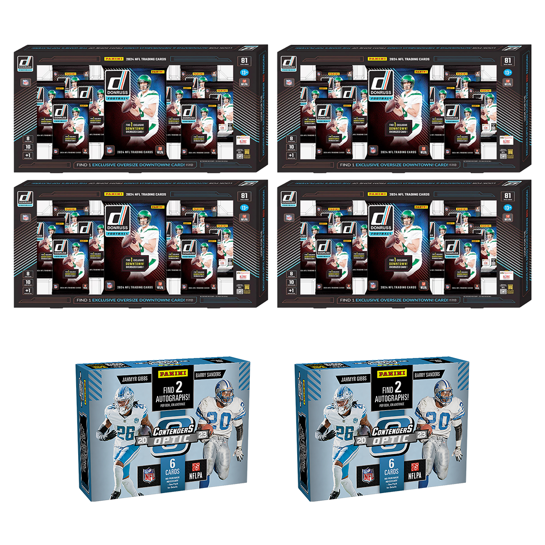 BREAK#702 TUESDAY 09:00 PM EST 2024 Panini Donruss Football Bundle (x4) + 2023 Panini Contenders Optic Football Hobby (x2) Pick Your Team (PYT) Sports Trading Card Break (AMSC)