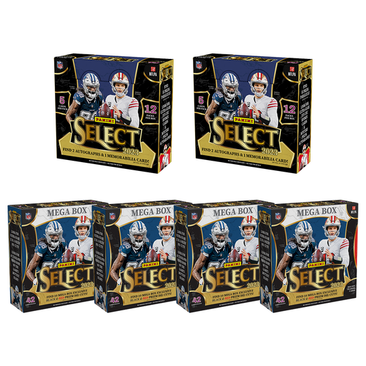 BREAK#704 TUESDAY 11:00 PM EST 2023 Panini Select Football Hobby (x2) + Panini Select Football Mega (x4) Pick Your Team (PYT) Sports Trading Card Break (AM)