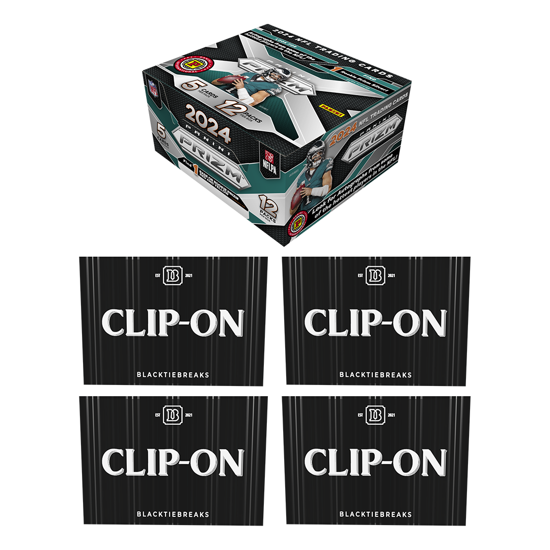 BREAK#735 WEDNESDAY 2024 Panini Prizm Football International Hobby + BlackTie Football Clip-On (x4) Pick Your Team (ACFO) RIP ON FILL