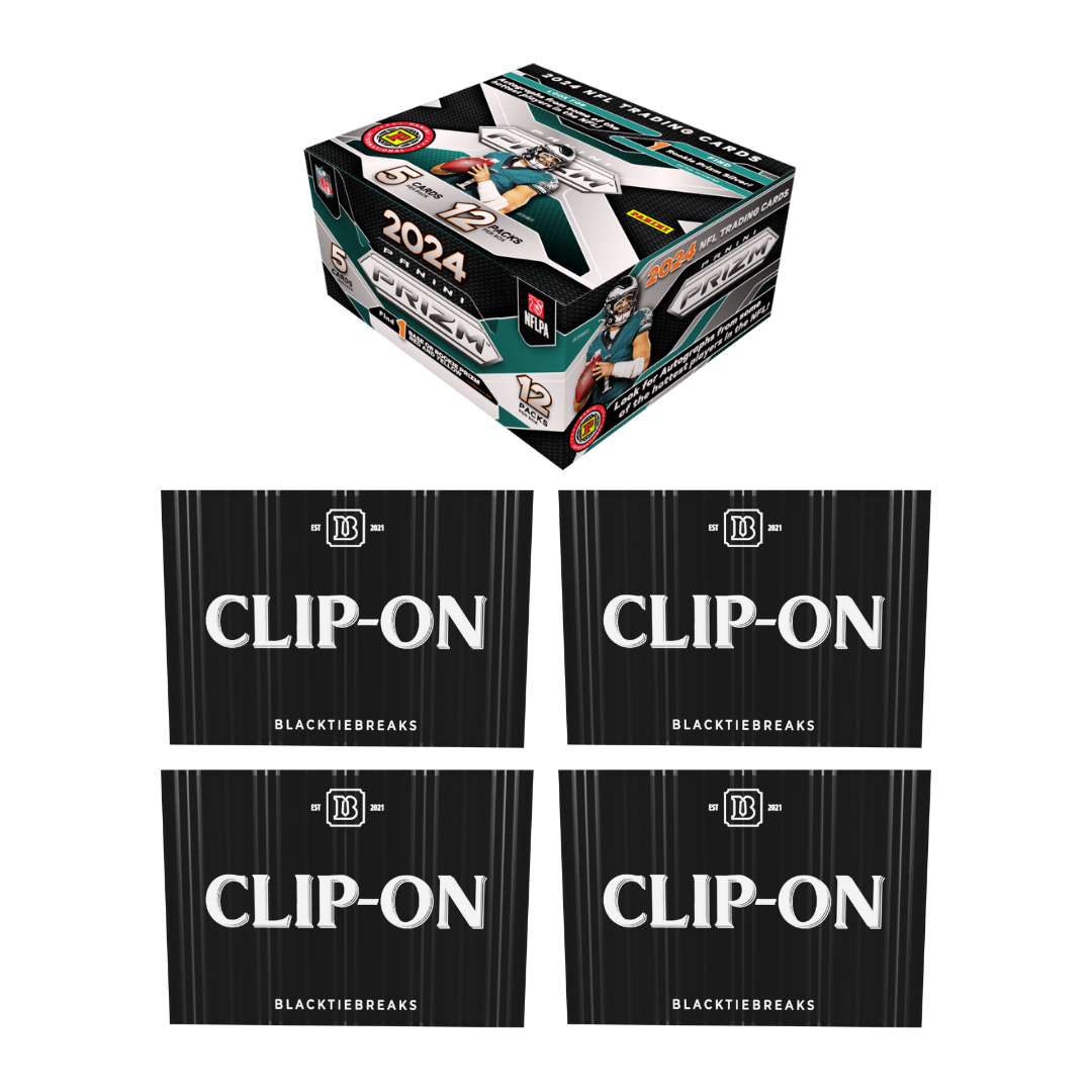 BREAK#745 THURSDAY 2024 Panini Prizm Football International Hobby + BlackTie Football Clip-On (x4) Pick Your Team (BSLW) RIP ON FILL