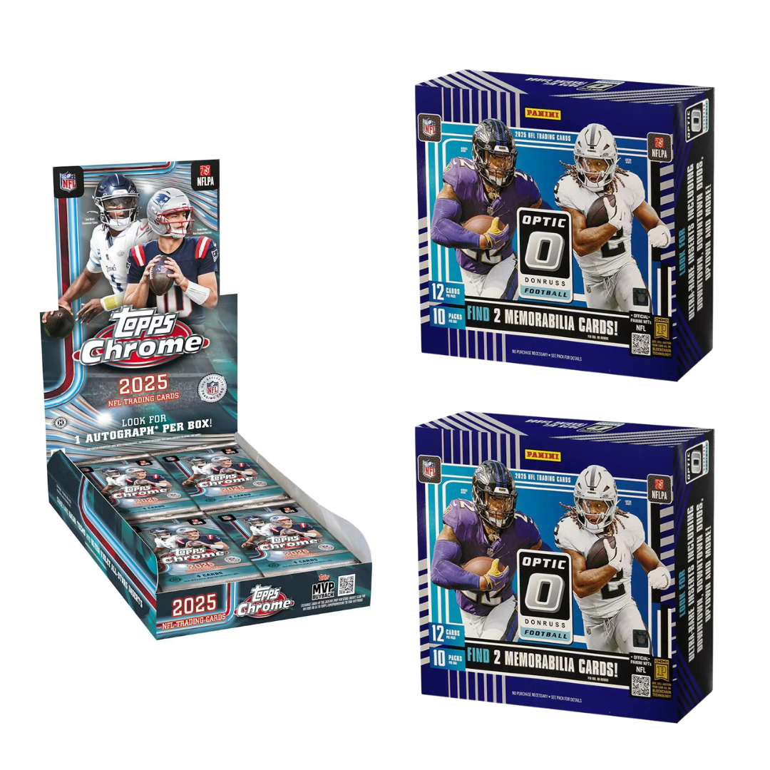 BREAK#747 FRIDAY 2025 Topps Chrome Football Hobby + Panini Donruss Optic Football Preferred Hobby (x2) Pick Your Team (BS) 04/17/26 10:30 AM EST or RIP ON FILL