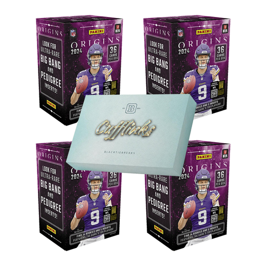 BREAK#192 **HAPPY HOUR** WEDNESDAY 06:00 PM EST 2024 Panini Origins Football International Blaster (x4) + Panini Football Cufflink Pick Your Team (PYT) Sports Trading Card Break (MDSC)