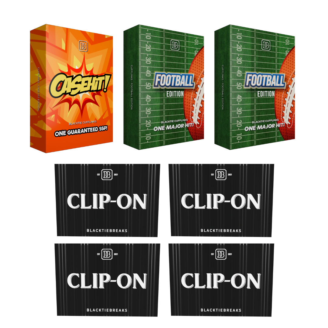 BREAK#818 SATURDAY BlackTie Football Case Hit Edition Cufflink + BlackTie Football Edition Cufflink (x2) + BlackTie Football Clip-On (x4) Pick Your Team (BPFO) RIP ON FILL