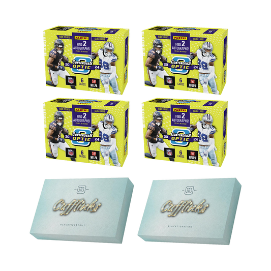 BREAK#822 SATURDAY 2024 Panini Contenders Optic Football Hobby (x4) + Panini Football Cufflink (x2) Pick Your Team (AC) 06/21/25 10:00 PM EST or RIP ON FILL