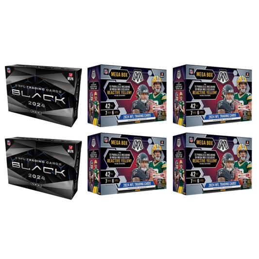 BREAK#826 SATURDAY 10:00 AM EST 2024 Panini Black Football Hobby (x2) + Panini Mosaic Football Mega (x4) Pick Your Team (PYT) Sports Trading Card Break (JR)