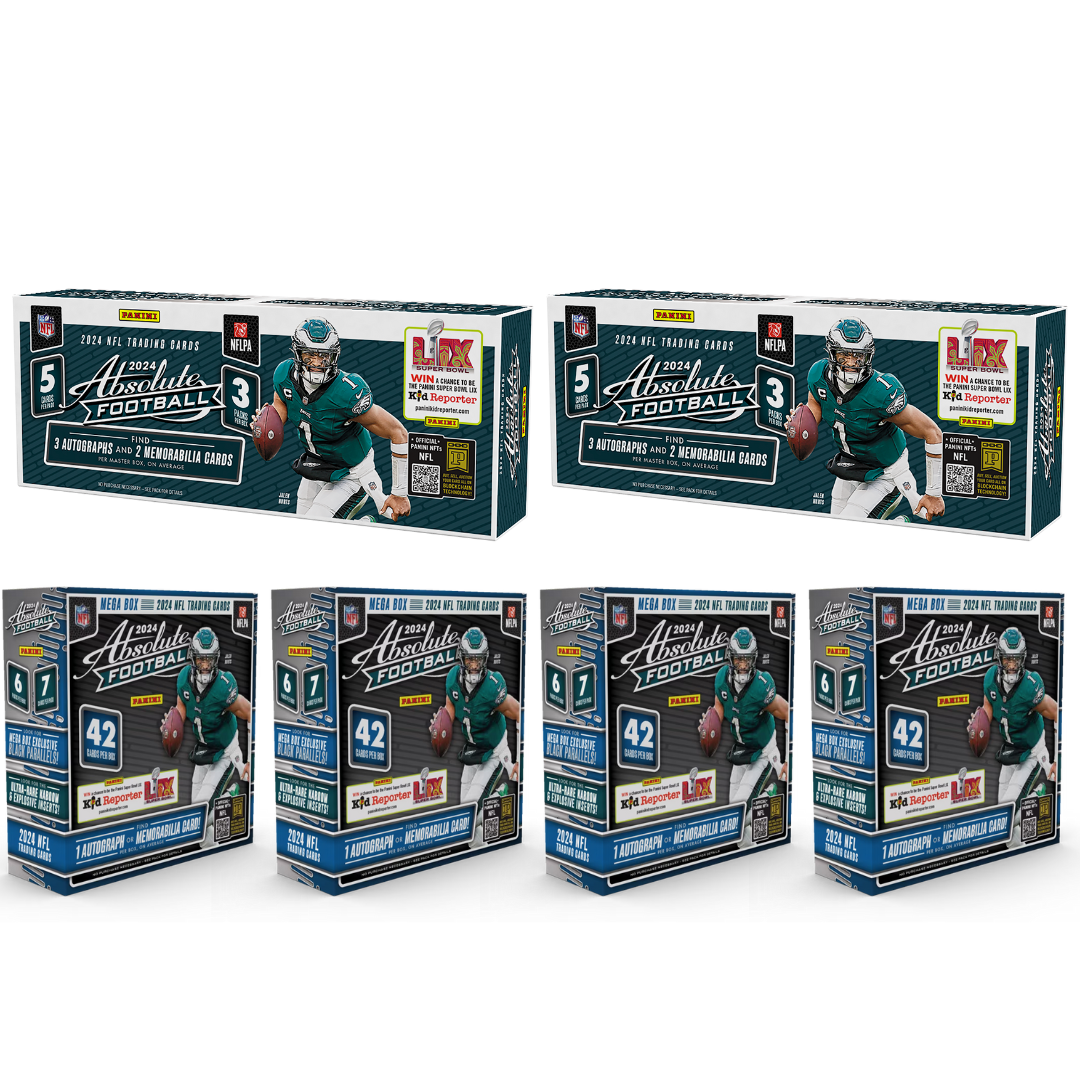 BREAK#827 SATURDAY 11:00 AM EST 2024 Panini Absolute Football Hobby (x2) + Panini Absolute Football Mega (x4) Pick Your Team (PYT) Sports Trading Card Break (JR)