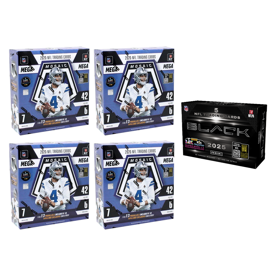 BREAK#854 TUESDAY 11/18/25 05:00 PM EST or RIP ON FILL 2025 Panini Black Football Hobby + Panini Mosaic Football Hobby Mega (x4) Pick Your Team (CTFO)