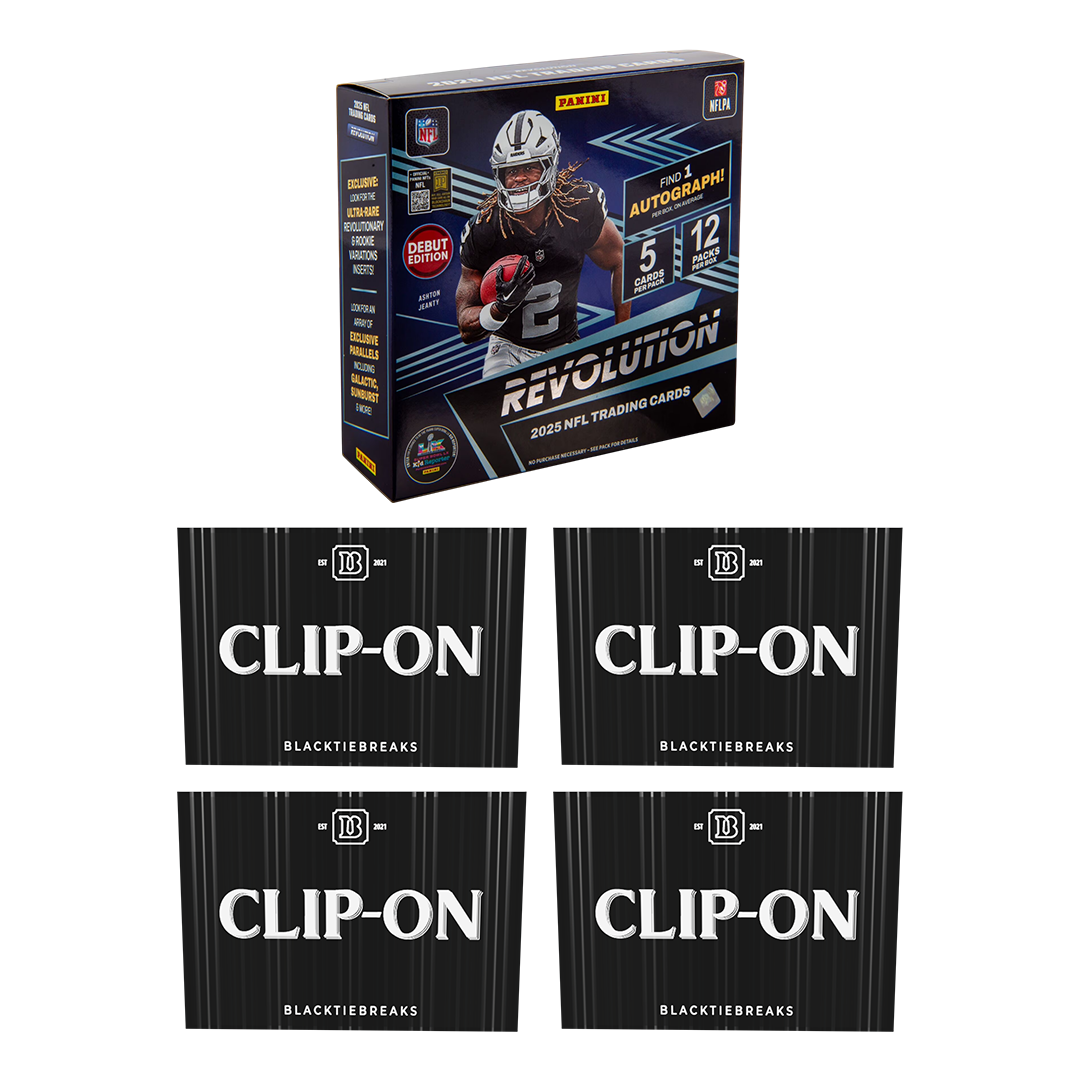 BREAK#050 SUNDAY 2025 Panini Revolution Football Premium Box + Blacktie Football Clip-On (x4) Pick Your Team (BP) RIP ON FILL
