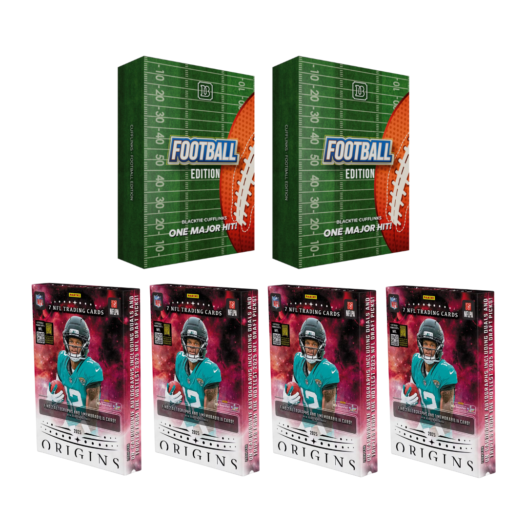 BREAK#969 SATURDAY 09:30 PM EST 2025 Panini Origins Football Hobby (x4) + BlackTie Football Cufflink (x2) Pick Your Team (BPFO) or RIP ON FILL