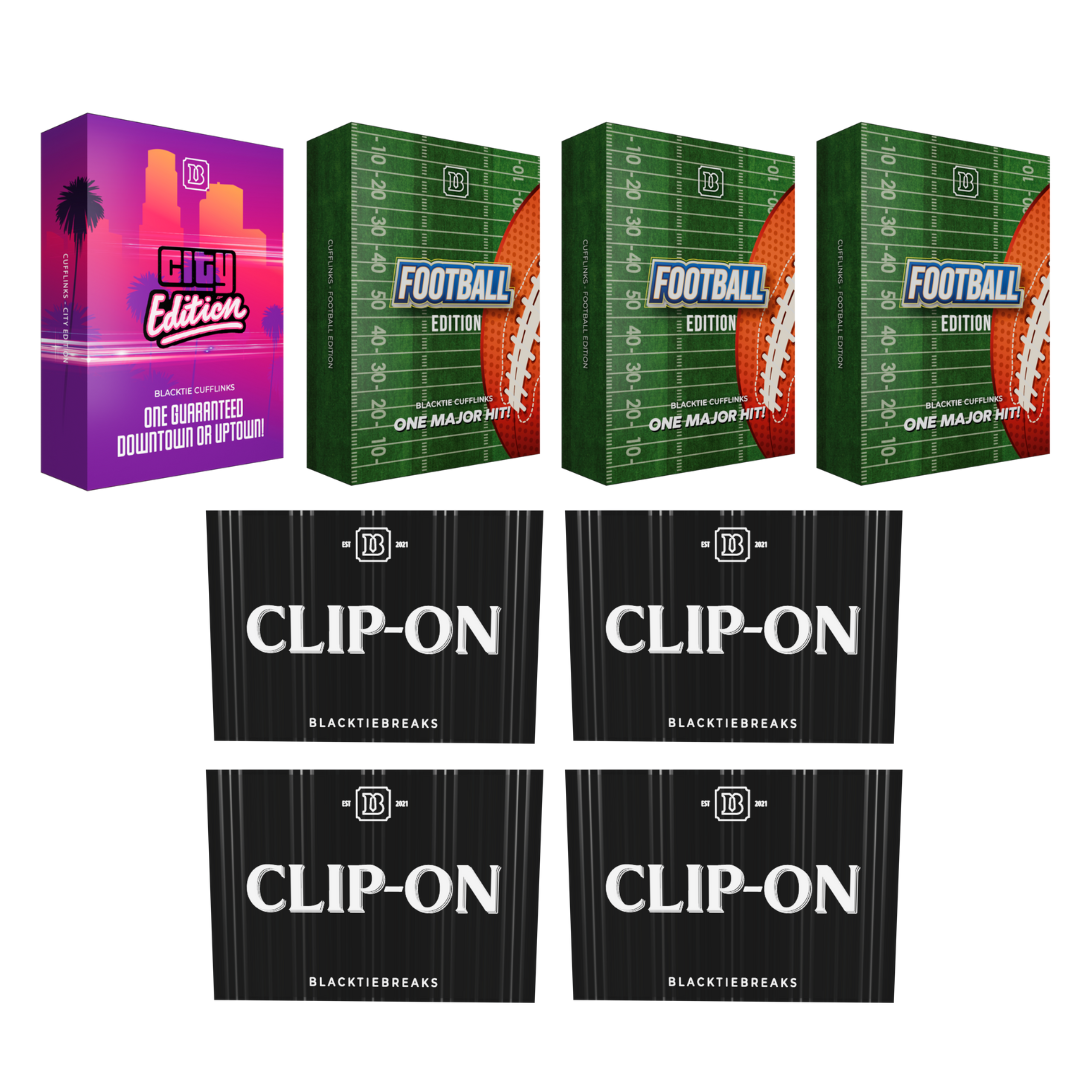 BREAK#975 SATURDAY BlackTie Cufflink City Edition + Cufflink Football Edition (x3) + Football Clip-On (x4) Pick Your Team (BPFO) RIP ON FILL