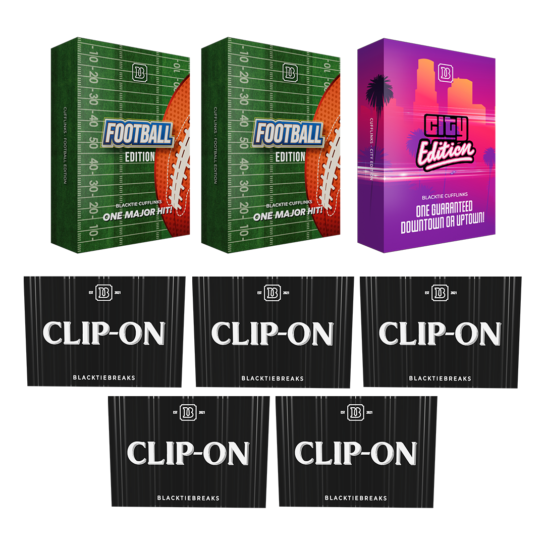 BREAK#021 FRIDAY BlackTie Football City Edition Cufflink + BlackTie Football Edition Cufflink (x2) + BlackTie Football Clip-On (x5) Pick Your Team (BPMD) 11/28/25 11:30 PM EST or RIP ON FILL