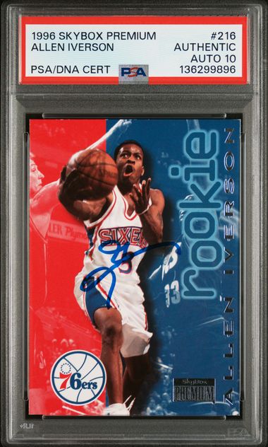 1996 Skybox Premium Allen Iverson #216 PSA AUTH Auto 10