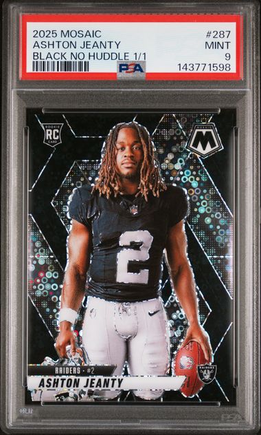 2025 Mosaic Ashton Jeanty Black No Huddle 1/1 #287 PSA Mint 9