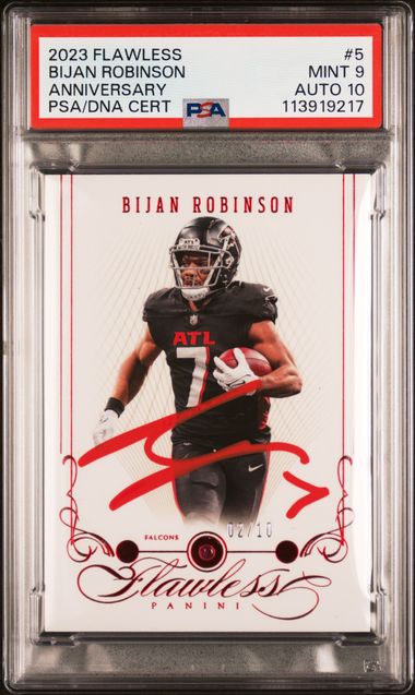 2023 Panini Flawless Anniversary Bijan Robinson #5 PSA 9 Auto 10