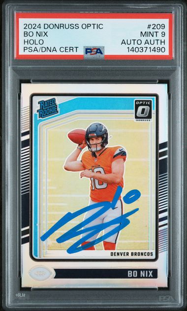 2024 Panini Donruss Optic Bo Nix Holo #209 PSA 9 Auto AUTH