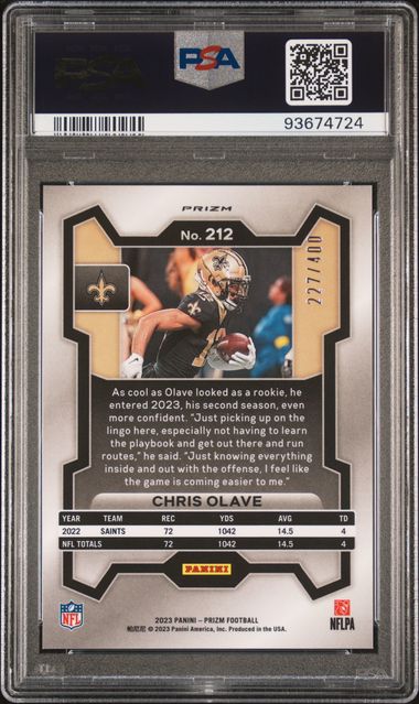 2023 Panini Prizm Chris Olave Pandora #212 PSA 10 Auto 10