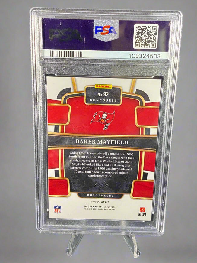 Baker Mayfield - 2023 Select Black Disco Prizm 1/1 - PSA Graded Trading Card