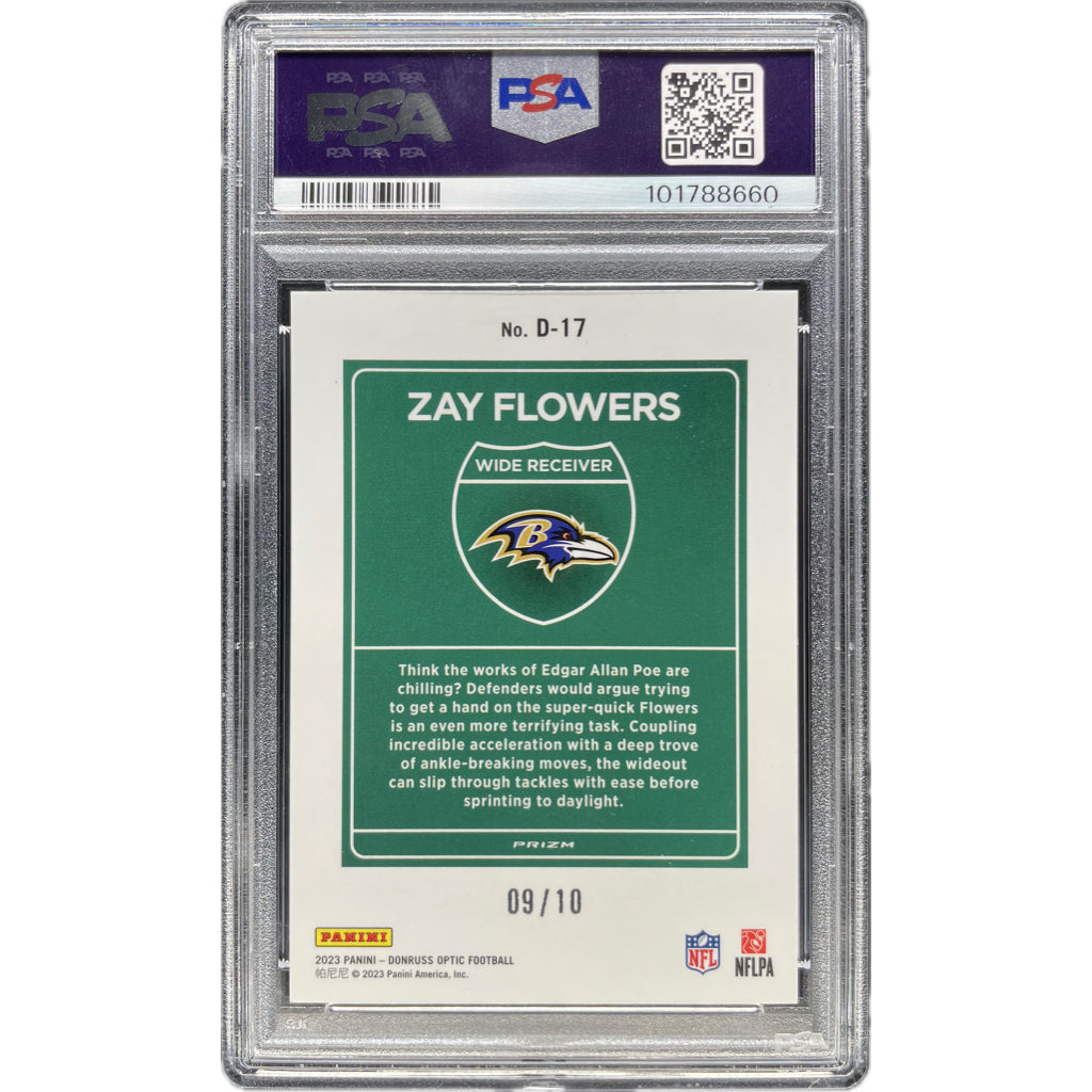 Zay Flowers - 2023 Panini Donruss Optic Downtown Gold #/10 On-Card Autograph
