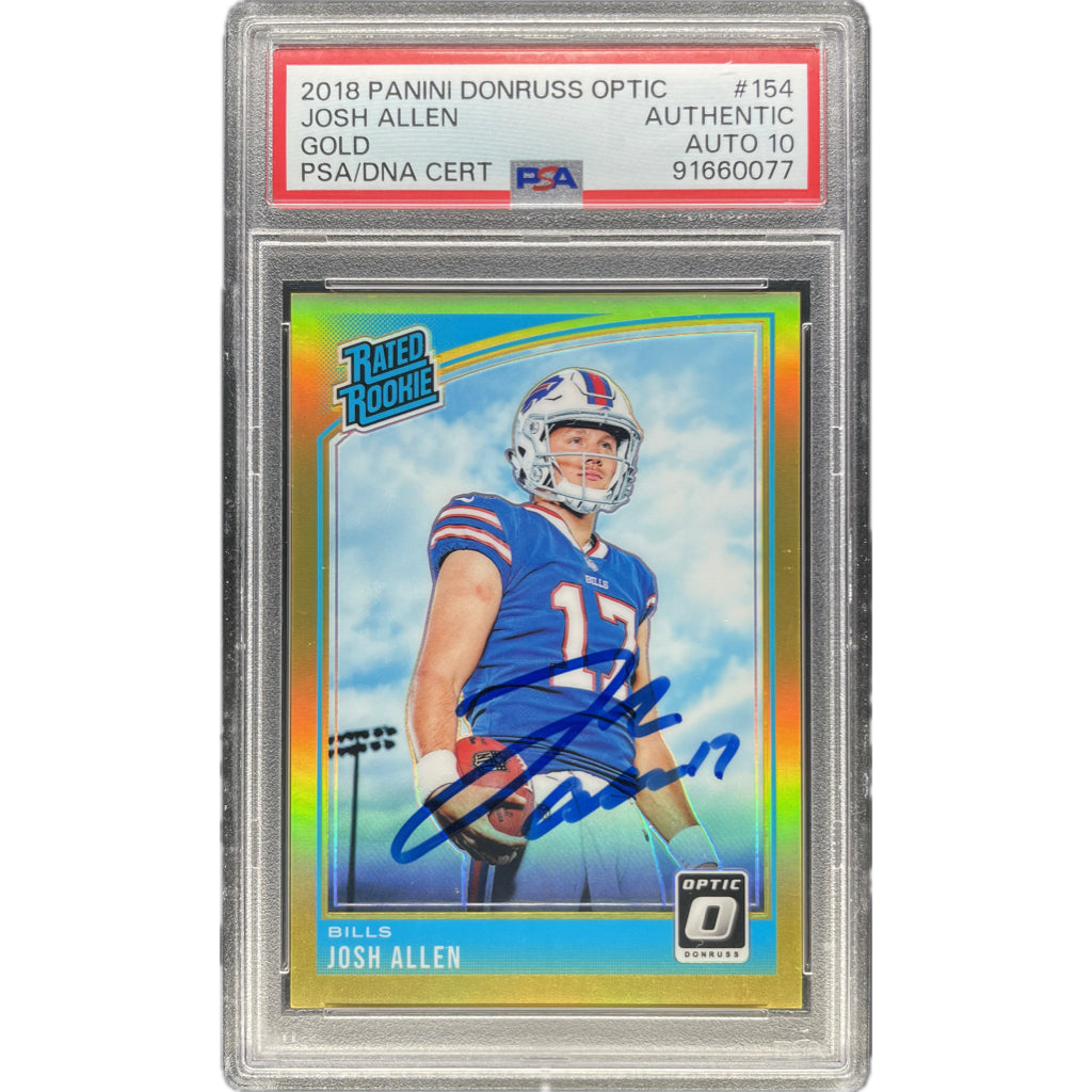 Josh Allen - 2018 Panini Donruss Optic Rookie Gold 10/10 On-Card Autograph - PSA Graded Trading Card
