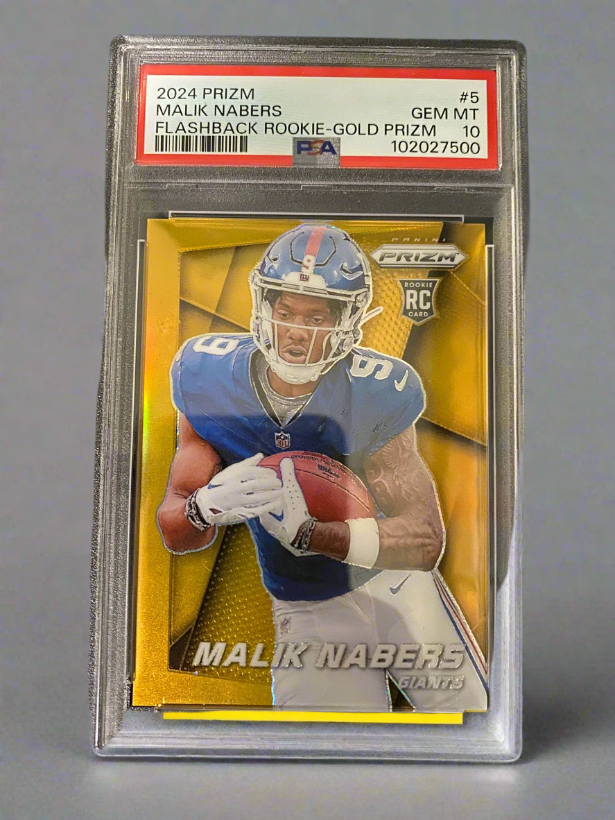 Malik Nabers - 2024 Prizm Flashback Rookie Gold Prizm 6/10 PSA Graded Trading Card