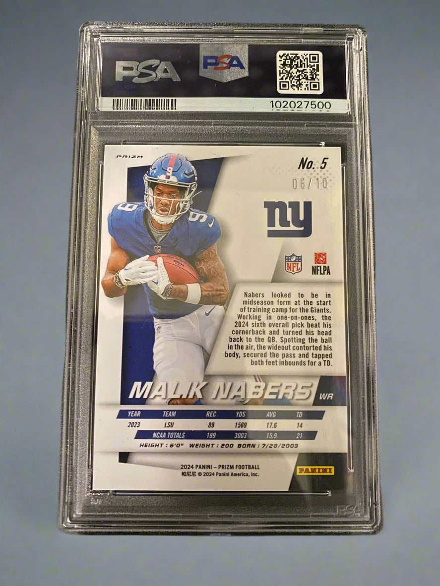 Malik Nabers - 2024 Prizm Flashback Rookie Gold Prizm 6/10 PSA Graded Trading Card