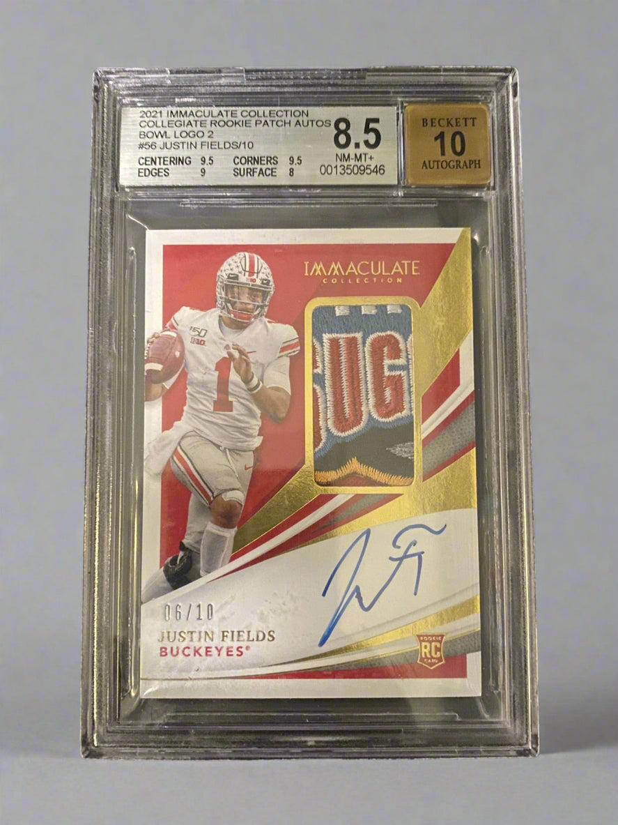 Justin Fields - 2021 Immaculate Collegiate Rookie Patch Autograph Bowl Logo BGS Graded Trading Card