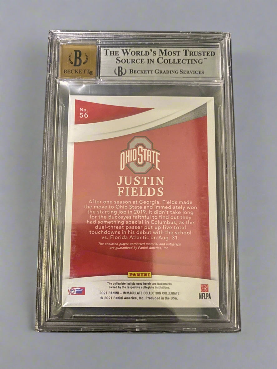 Justin Fields - 2021 Immaculate Collegiate Rookie Patch Autograph Bowl Logo BGS Graded Trading Card