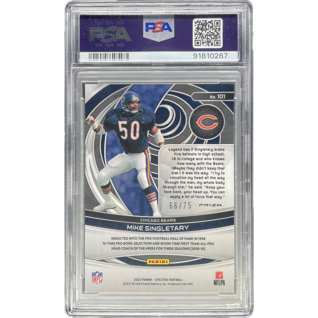 Mike Singletary - 2023 Panini Spectra Hyper #/75 On-Card Autograph - PSA Graded Trading Card