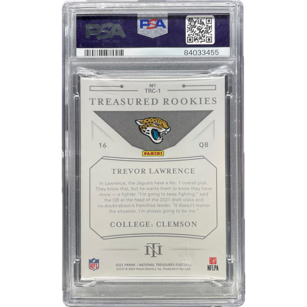 Trevor Lawrence - 2021 National Treasures Treasured Rookie On-Card Autograph PSA Graded Trading Card