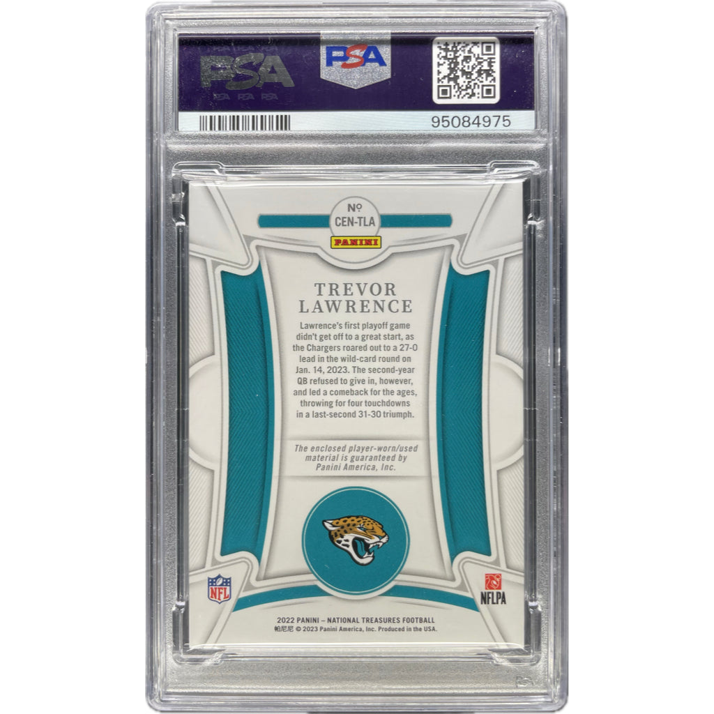 Trevor Lawrence - 2022 National Treasures Gold Century Materials Patch 19/49 On-Card Autograph PSA Graded Trading Card