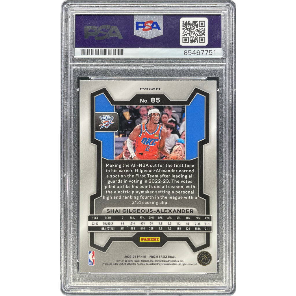 Shai Gilgeous-Alexander - 2023-24 Paniin Prizm Pink Cracked Ice On-Card Autograph PSA Graded Trading Card