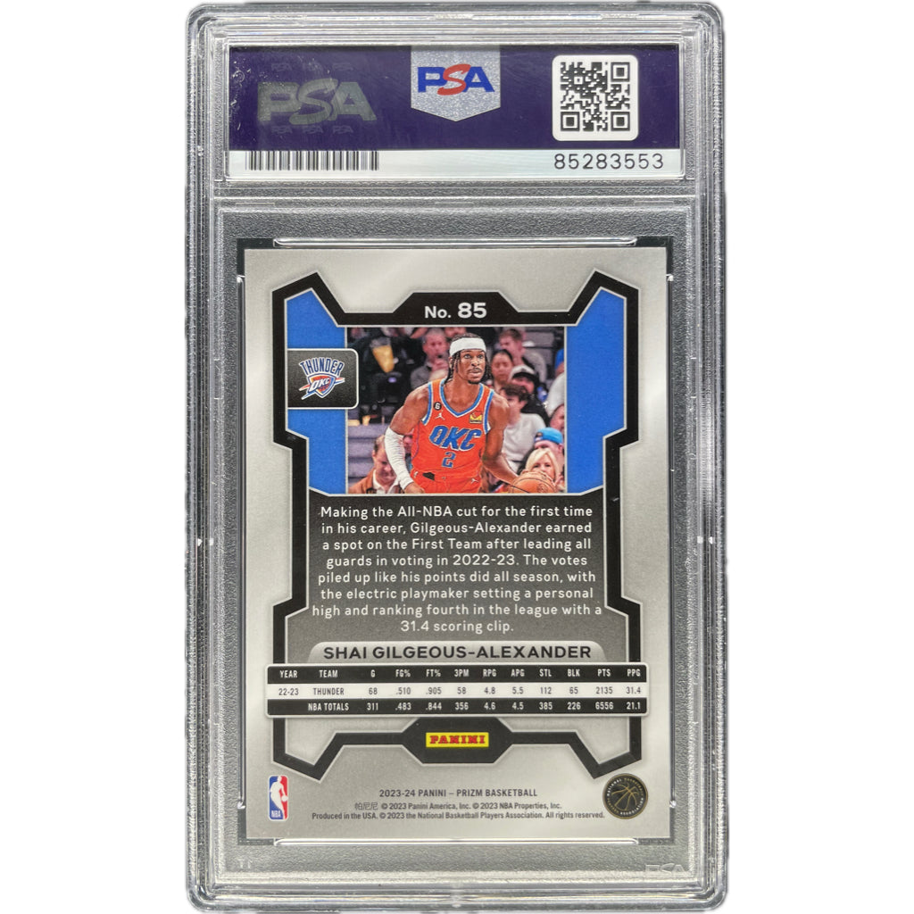 Shai Gilgeous-Alexander - 2023-24 Panini Prizm On-Card Autograph PSA Graded Trading Card