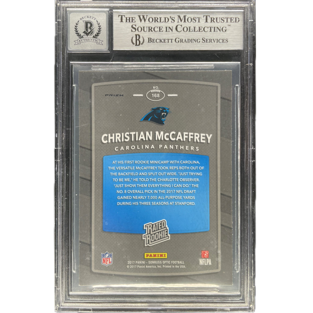 Christian McCaffrey - 2017 Donruss Optic Rated Rookie On-Card Autograph BGS Graded Trading Card
