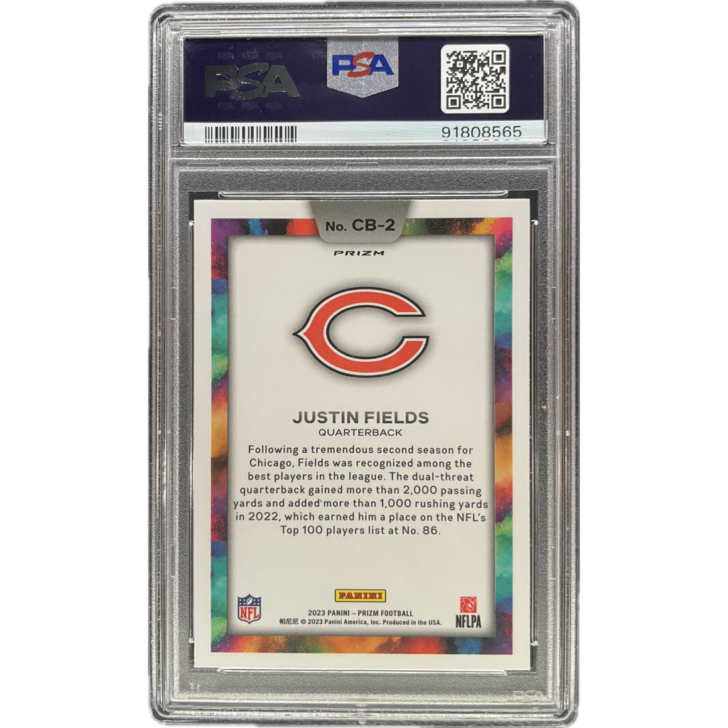 Justin Fields - 2023 Prizm Color Blast On-Card Auto PSA Graded Trading Card