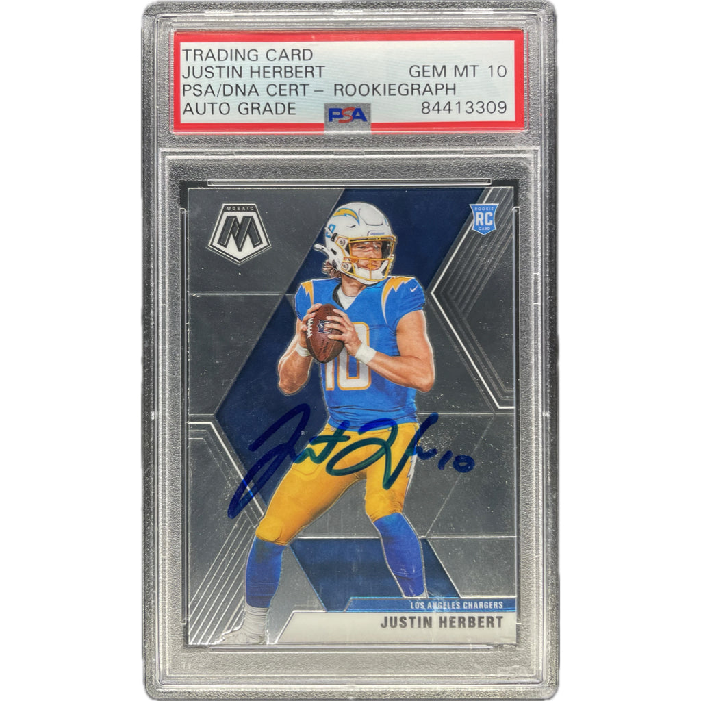 Justin Herbert - 2020 Panini Mosaic Rookie On-Card Auto PSA Graded Trading Card