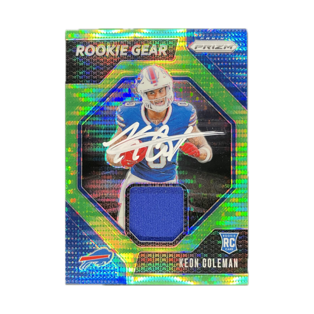 Keon Coleman - 2024 Prizm Rookie Gear Patch Green Pulsar On-Card Autograph