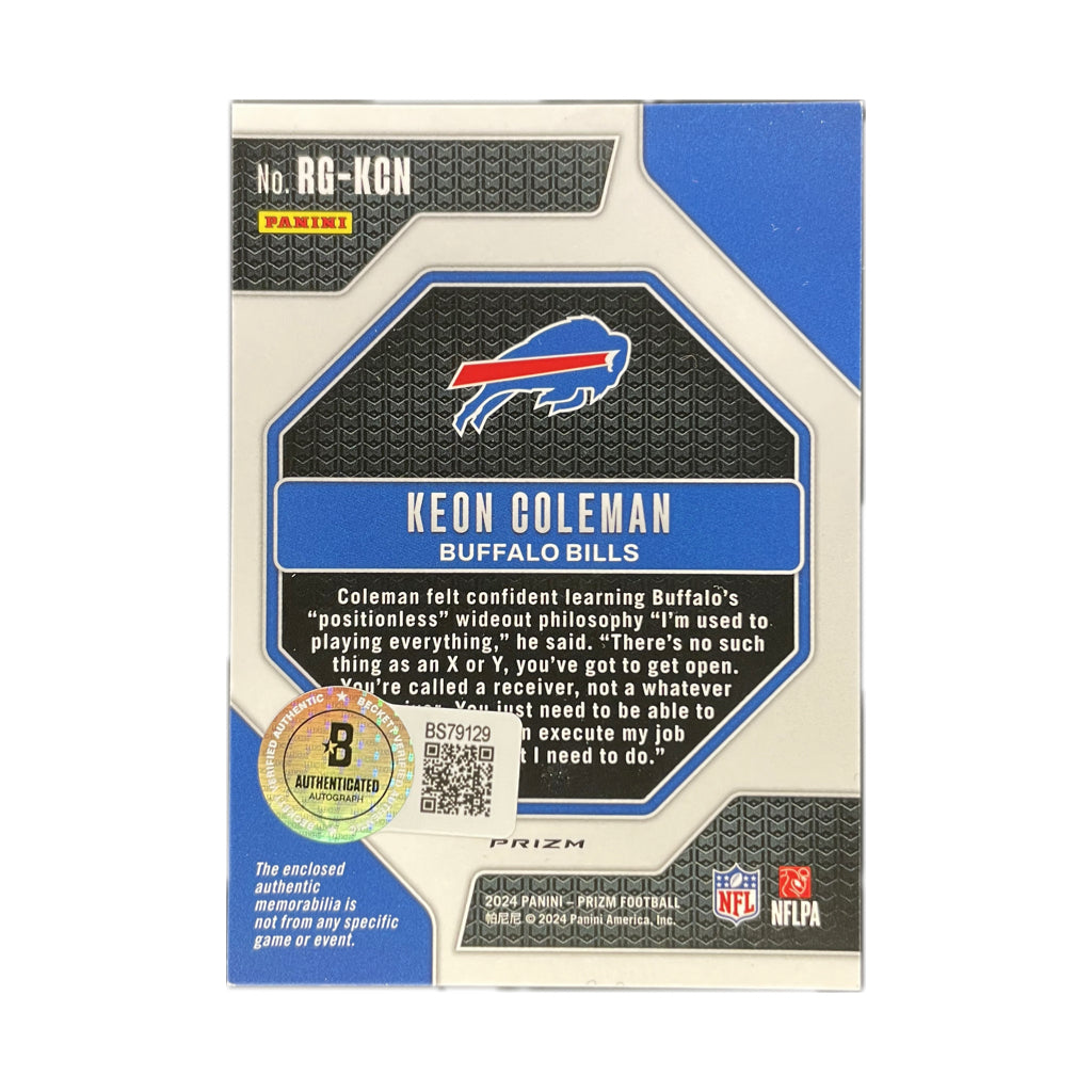 Keon Coleman - 2024 Prizm Rookie Gear Patch Green Pulsar On-Card Autograph