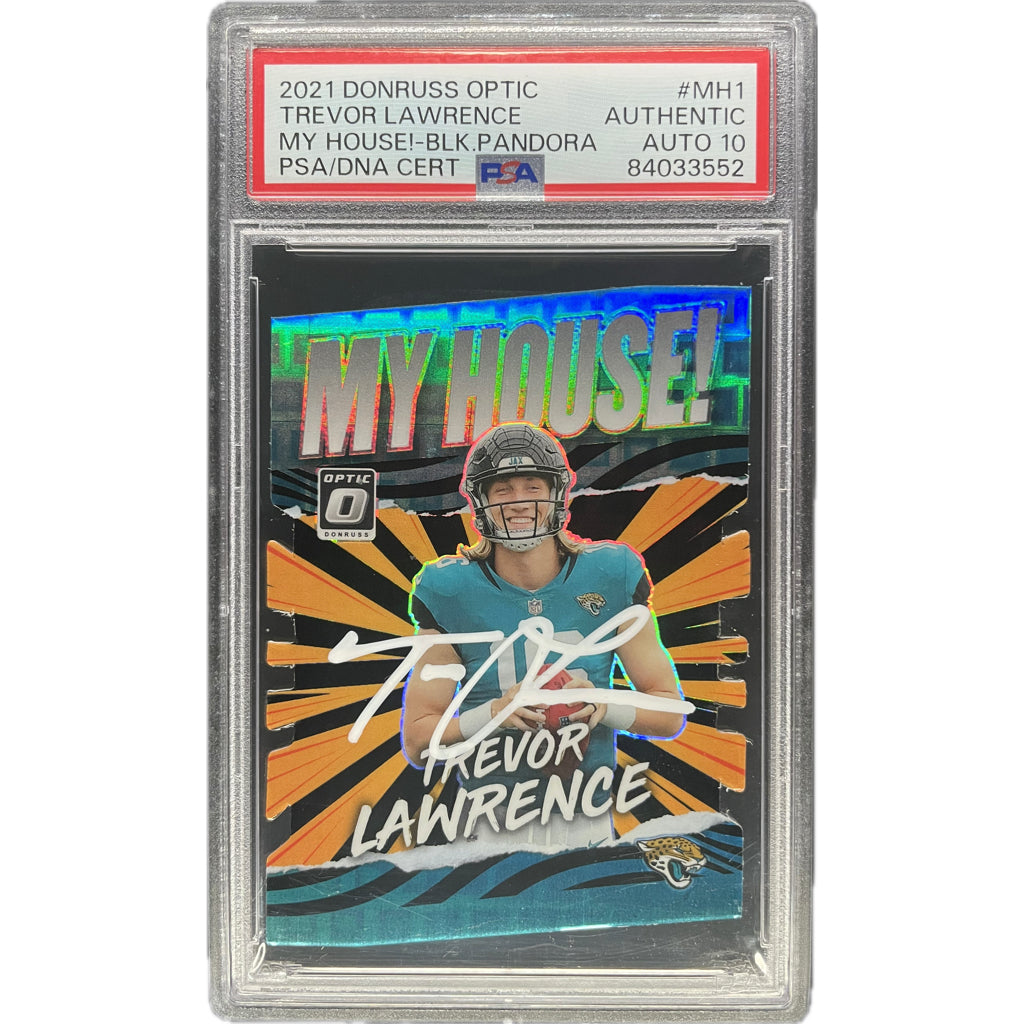 Trevor Lawrence - 2021 Optic Black Pandora #/25 On-Card Autograph - PSA Graded Trading Card