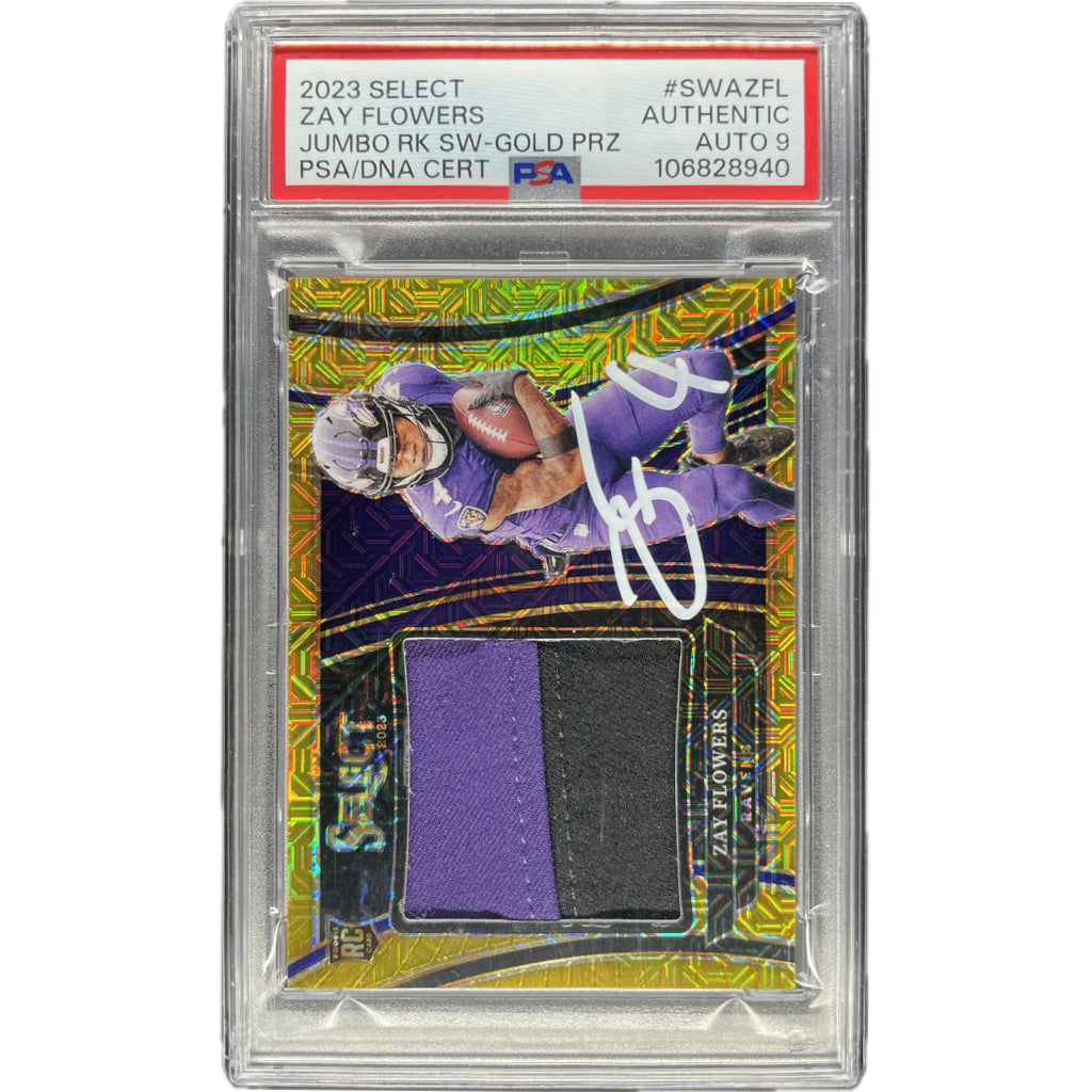 Zay Flowers - 2023 Select Jumbo RK Patch On-Card Auto SW-Gold PRZ PSA Graded Trading Card