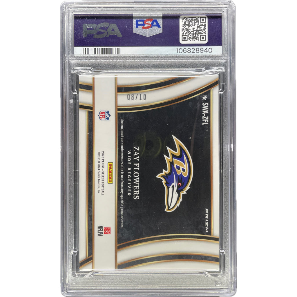 Zay Flowers - 2023 Select Jumbo RK Patch On-Card Auto SW-Gold PRZ PSA Graded Trading Card