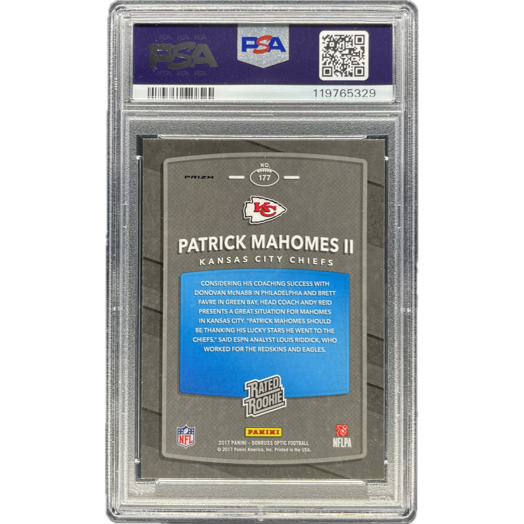 Patrick Mahomes II - 2017 Panini Donruss Optic Red/Yellow On-Card Autograph - PSA Graded Trading Card