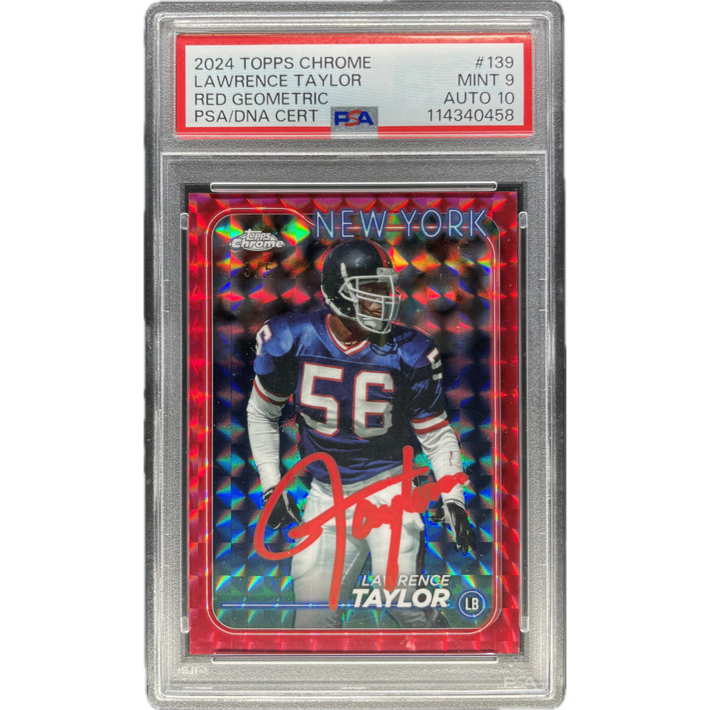 Lawrence Taylor - 2024 Topps Chrome Red Geometric On-Card Autograph - PSA Authenticated Trading Card