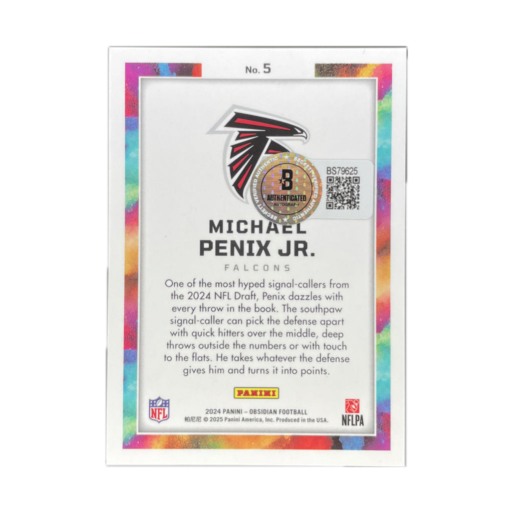Michael Penix Jr. - 2024 Obsidian Black Colorblast On-Card Autograph - Beckett Authenticated Trading Card