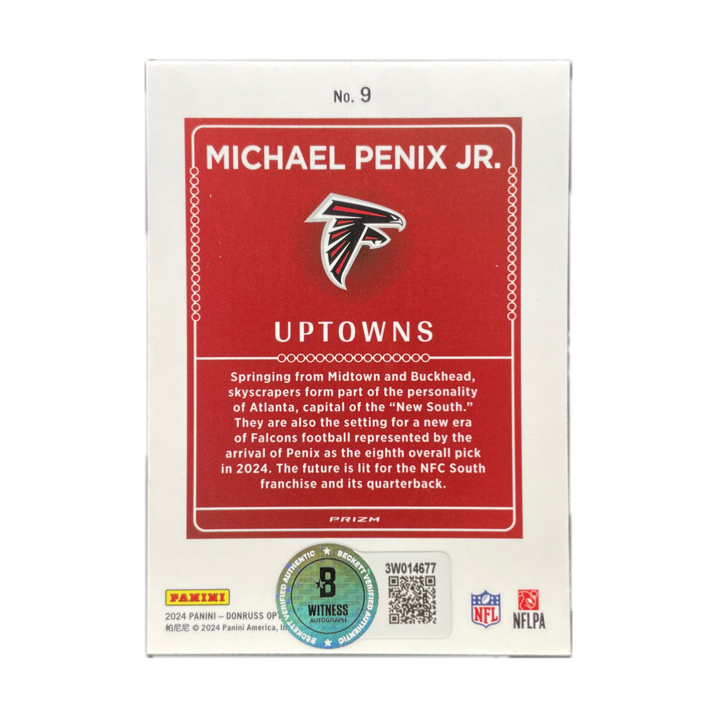 Michael Penix Jr. - 2024 Donruss Optic Uptown On-Card Autograph - Beckett Authenticated Trading Card