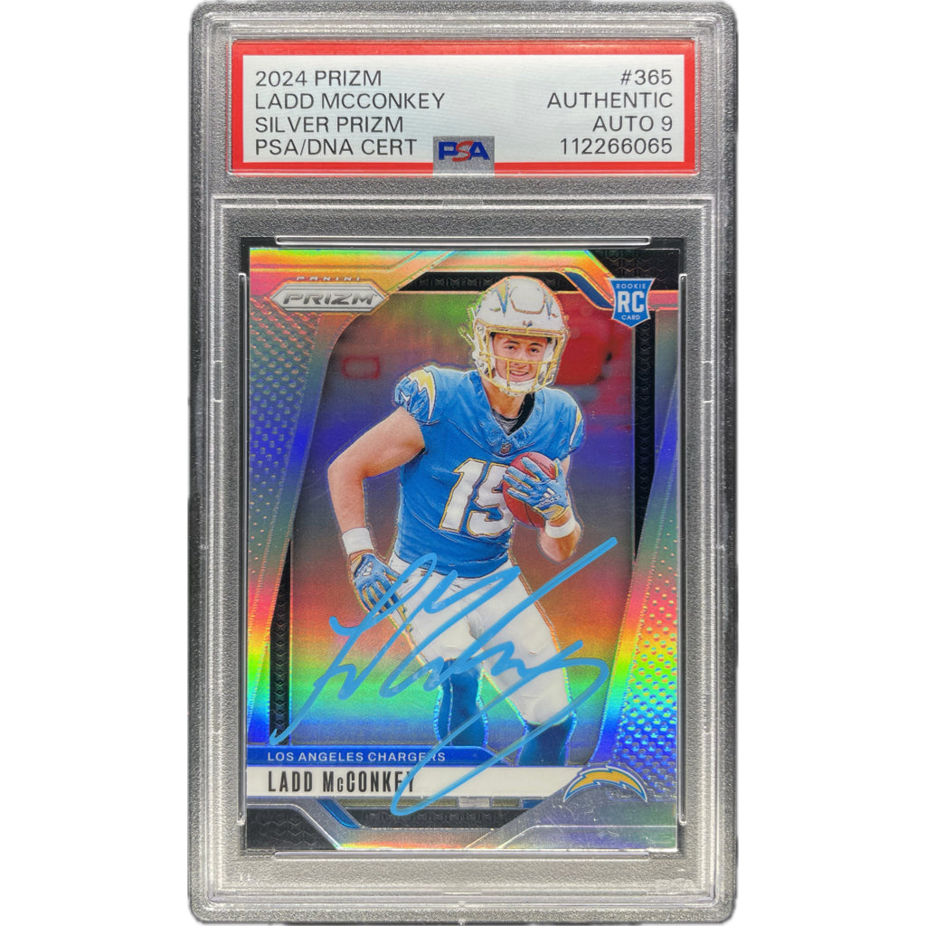 Ladd McConkey - 2024 Prizm Silver Prizm On-Card Autograph - PSA Authenticated Trading Card